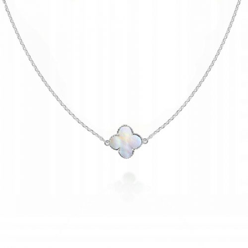  Collana girocollo in argento trifoglio, madreperla PR.925, 40cm