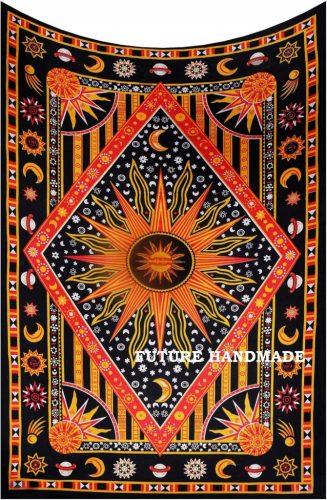  Arazzo hippie sole luna stelle decorazione copriletto mandala