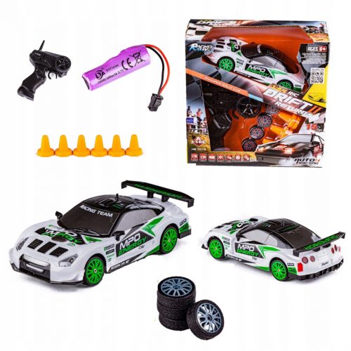  AUTO TELECOMANDO + CONI RC PER DRIFTING 1:24 BIANCO GTR