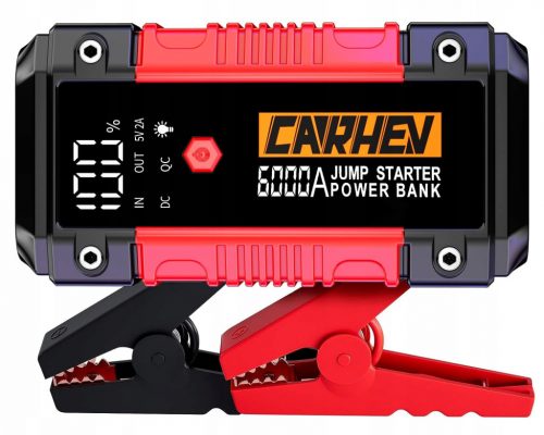  Torcia LED CARHEV Powerbank 6000A Jump Start 12V 10L benzina diesel