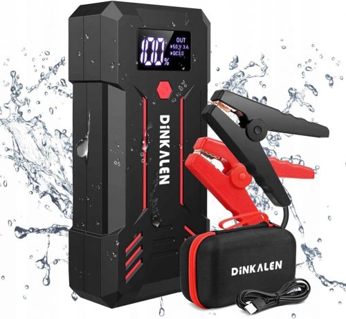  DINKALEN Powerbank 23800mAh Torcia LED per avviamento di emergenza per auto Nera