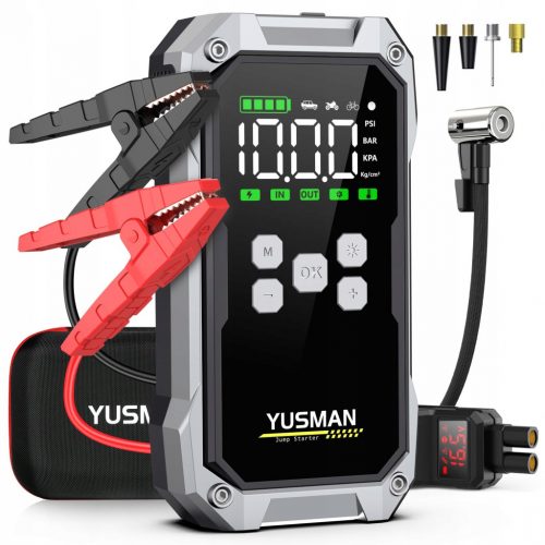  YUSMAN Starter Powerbank 5000A 12V Compressore 150PSI 21800mAh LED LCD