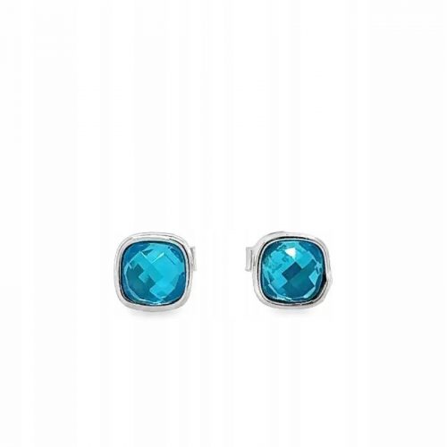  Orecchini a bottone in argento con zirconi blu SQUARES (925 AK)