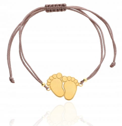  Bracciale in corda con piedini in oro, INCISIONE GRATUITA, ARGENTO 925