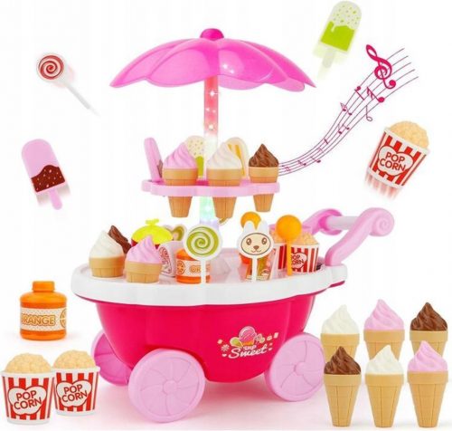  CARRELLO NEGOZIO GELATERIA PASTICCERIA SUONO LED 39 ELEMENTI PER BAMBINI