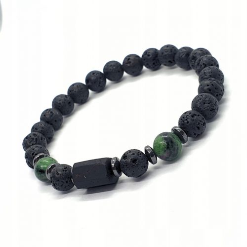  BRACCIALE DA UOMO Pietre Tormalina Zoisite Lava Vulcanica