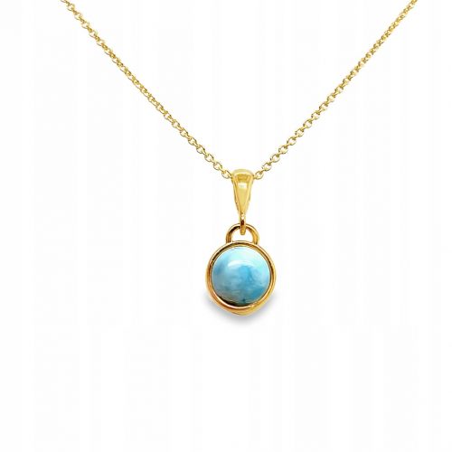  CIONDOLO, argento placcato oro, PENDENTE LARIMAR, PELLICOLA IN ORO BLU