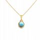  CIONDOLO, argento placcato oro, PENDENTE LARIMAR, PELLICOLA IN ORO BLU