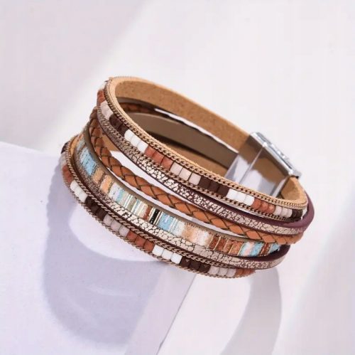  Bracciale in pelle Cinturino Boho in pelle intrecciata etnica