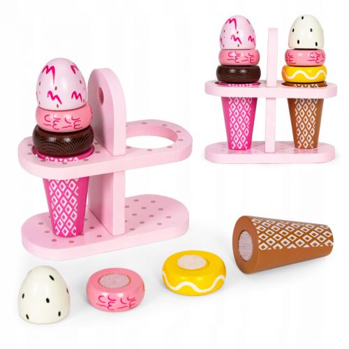  SET GELATI IN LEGNO CON VELCRO PER BAMBINI, 9 ELEMENTI