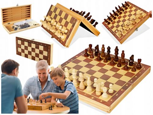  Set di giochi da tavolo 3 in 1. SCACCHI IN LEGNO. GIOCHI DI LOGICA DI SFONDO