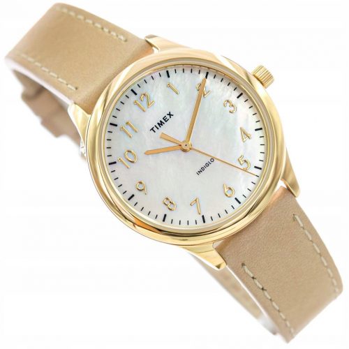  OROLOGIO TIMEX TW2W15800 EASY READER BEIGE DA DONNA CON CINTURINO ELEGANTE