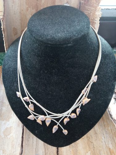  Collana in ceramica, foglie beige, unica, etnica, fatta a mano, gallery unica