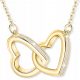  Collana in Oro Lucido Due Cuori 925 Doppio Cuore Amore PLACCATO ORO 585