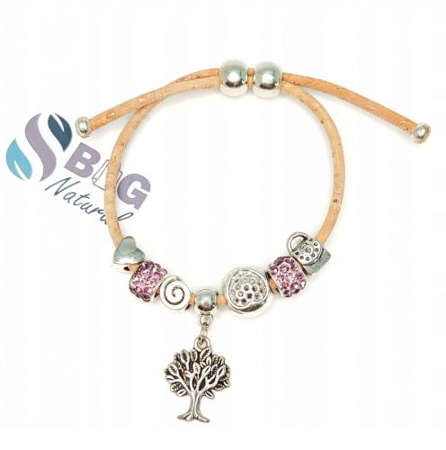  Bracciale Charms in sughero vegano con regolazione