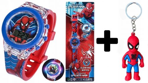  orologio elettrico SPIDERMAN per bambini per ragazzi e bambini Luce LED + PORTACHIAVI