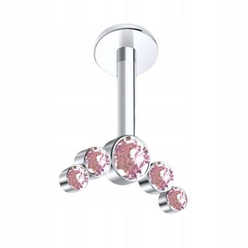  PIERCING Orecchino a grappolo con zirconi rosa Vertical Helix TITANIUM 1.2/6