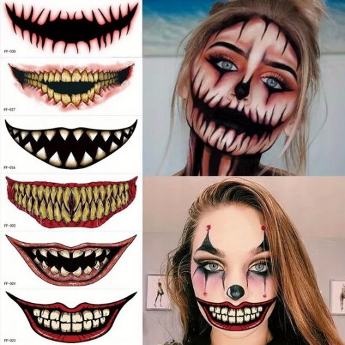  Adesivi per tatuaggi di Halloween per il trucco del corpo CLOWN Terrifier Confezione da 10