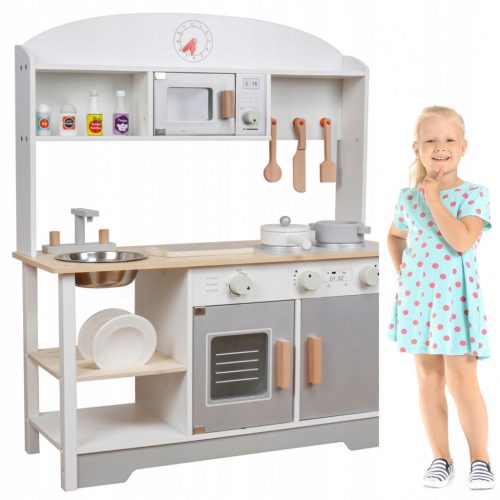  GRANDE CUCINA IN LEGNO elegante per bambini con attrezzatura + ACCESSORI!