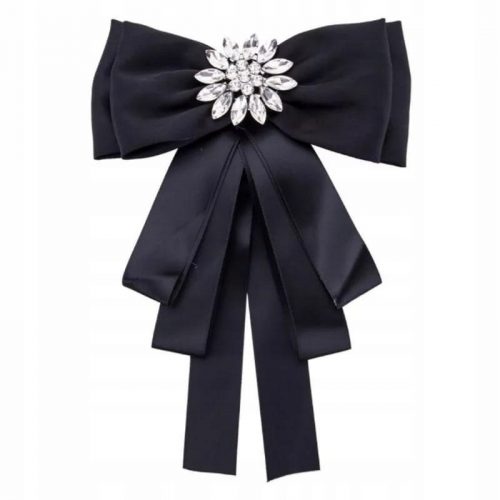  Spilla Jabot con fiocco nero ed elegante colletto