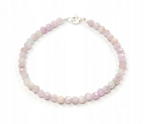  Bracciale KUNZYT naturale, kunzyt, palline sfaccettate, kunzite d'argento da 4 mm