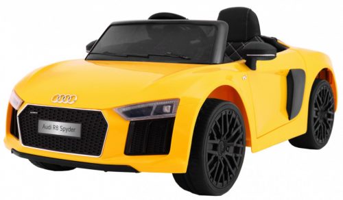  Audi R8 Spyder gialla a batteria EVA, telecomando Free Start Radio MP3 LED