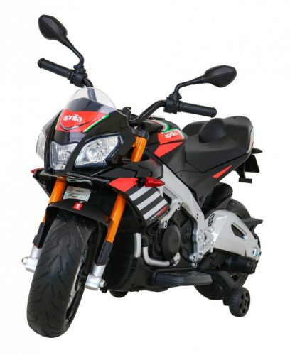  MOTO APRILIA TUONO V4 A BATTERIA PER BAMBINI, NERO + PANNELLO MP3 + RUOTE