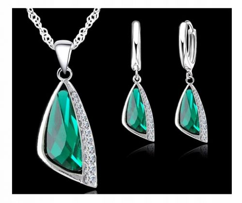  SET DA DONNA CRISTALLI PLACCATI ARGENTO VERDE P 2248