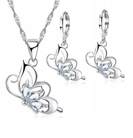  SET DA DONNA FARFALLA CRISTALLI PLACCATI ARGENTO P 2258