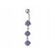  Anello per ombelico in argento 925, lavanda pendente con piercing in zirconi da 2,80 g