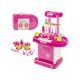  Set ChRLD, cucina rosa con forno, accessori