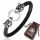  Bracciale con lupi, Pelle + Acciaio 316L, Collezione NORDIC