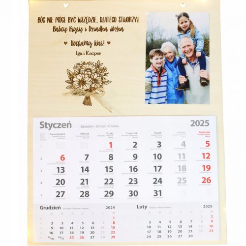  CALENDARIO DEI REGALI PER LA FESTA DEI NONNI PER LA NONNA E IL NONNO Incisione fotografica