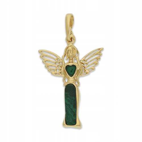  CIONDOLO ANGELO IN ORO CON MALACHITE