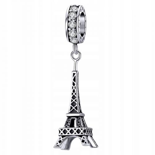  Charm Torre Eiffel in argento 925 pendente con zirconi