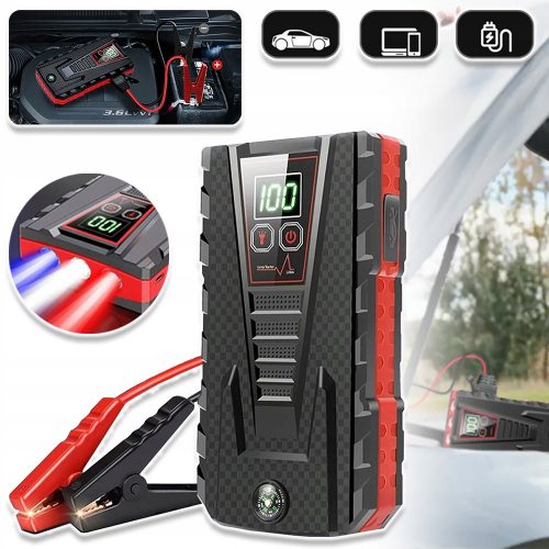  AVVIATORE DI SALTO 12V AVVIAMENTO MOTORE POWERBANK CAVI BUSSOLA 2 X USB 30000 MAH