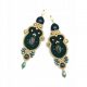  Orecchini lunghi soutache "Chiara" in oro verde e agata muschiata