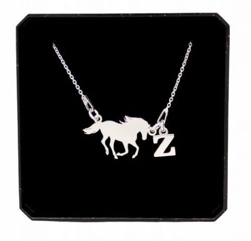  Catena in argento COLLANA CON CAVALLO + LETTERA AM A SCELTA IN 925