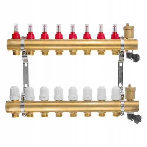  Collettore per riscaldamento a pavimento 8-2x valvola 2x sfiato.