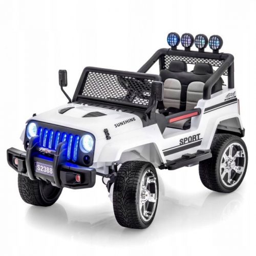  MEGA JEEP SUNSHINE, GUIDA 4X4, 2X12 V, AVVIAMENTO LENTO/RUOTE MORBIDE, BLUETOOTH,