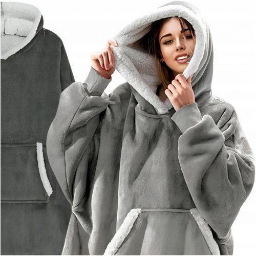  FELPA CALDA FELPA COPERTA OVERSIZE 2IN1 SPESSORE XXL FELPA COPERTA PELLICCIA GRIGIA