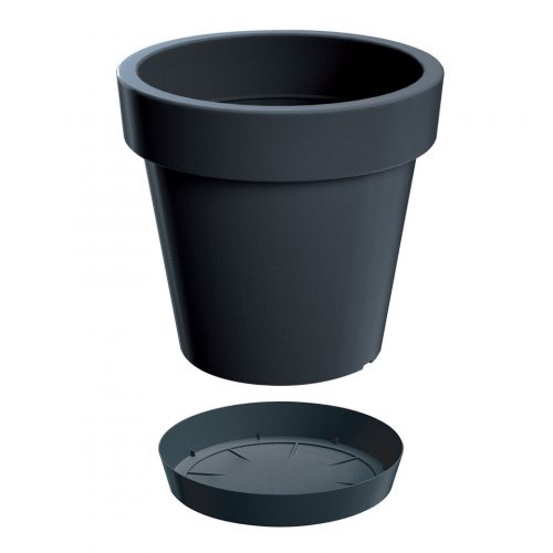  Vaso da fiori Prosperplast 34,5 cm x 34,5 x 31,8 cm diametro 34,5 cm plastica tonalità grigio e argento