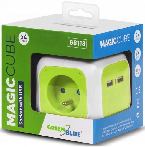 Ciabatta GreenBlue MagicCube GB118, 4 prese, 1,4 m, verde