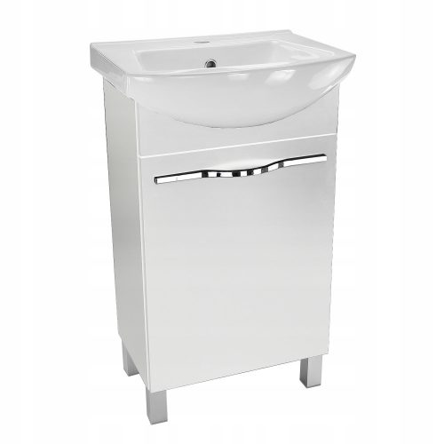 Mobile bagno con lavabo cm 50, da appoggio, bianco lucido, mensola, chiusura ammortizzata A