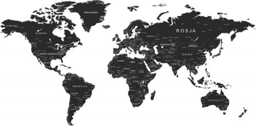  Adesivo da parete Sheridan World Map 100 x 200 cm nero