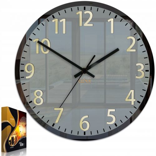  Orologio da parete ModernClock, nero, sfumature di grigio, oro, 30 cm