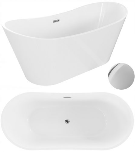  Vasca da bagno freestanding in acrilico Mexen Montana, scarico laterale, 180 x 80 cm