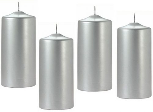  Candele decorative ARGENTO, 4 pezzi, Comunione