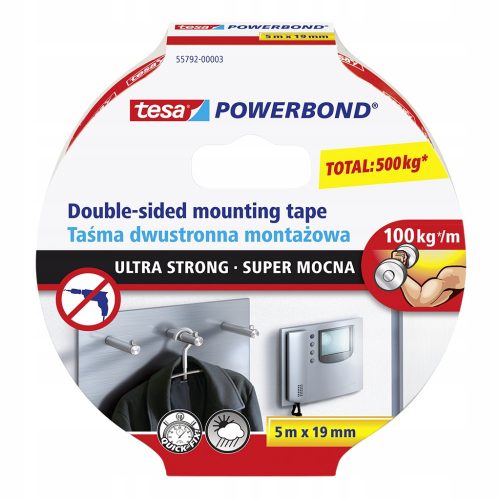 Nastro di montaggio biadesivo Tesa Powerbond 19 mm x 5 m