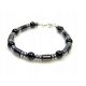  Bracciale da uomo a rulli in onice ed ematite